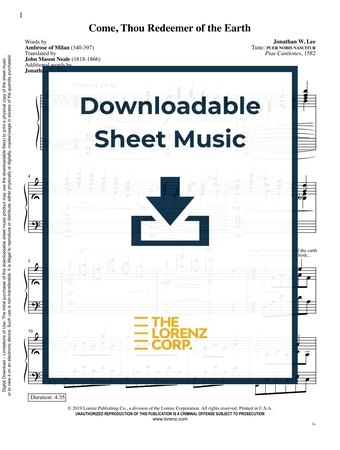 Come, Thou Redeemer of the Earth - Piano Sheet Music (Digital download)