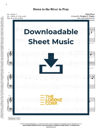 Down to the River to Pray - Organ Sheet Music (Digital download)