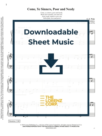 Come, Ye Sinners, Poor and Needy - Piano Sheet Music (Digital download)
