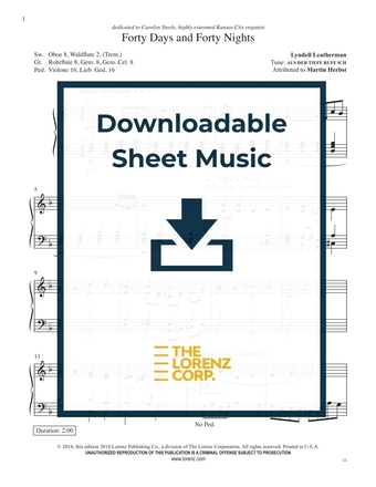 Forty Days and Forty Nights - Organ Sheet Music (Digital download)