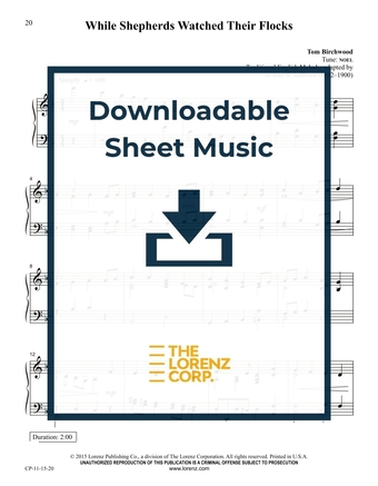 While Shepherds Watched Their Flocks - Piano Sheet Music (Digital download)