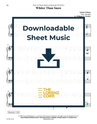 Whiter Than Snow - Piano Sheet Music (Digital download)