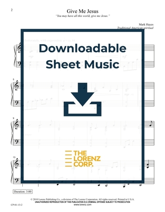 Give Me Jesus - Piano Sheet Music (Digital download)