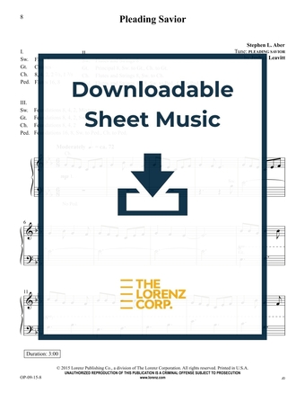 Pleading Savior - Organ Sheet Music (Digital download)