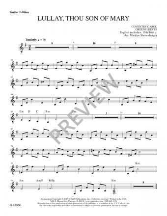 Lullay, Thou Son of Mary, 3 oct. edition - Guitar edition