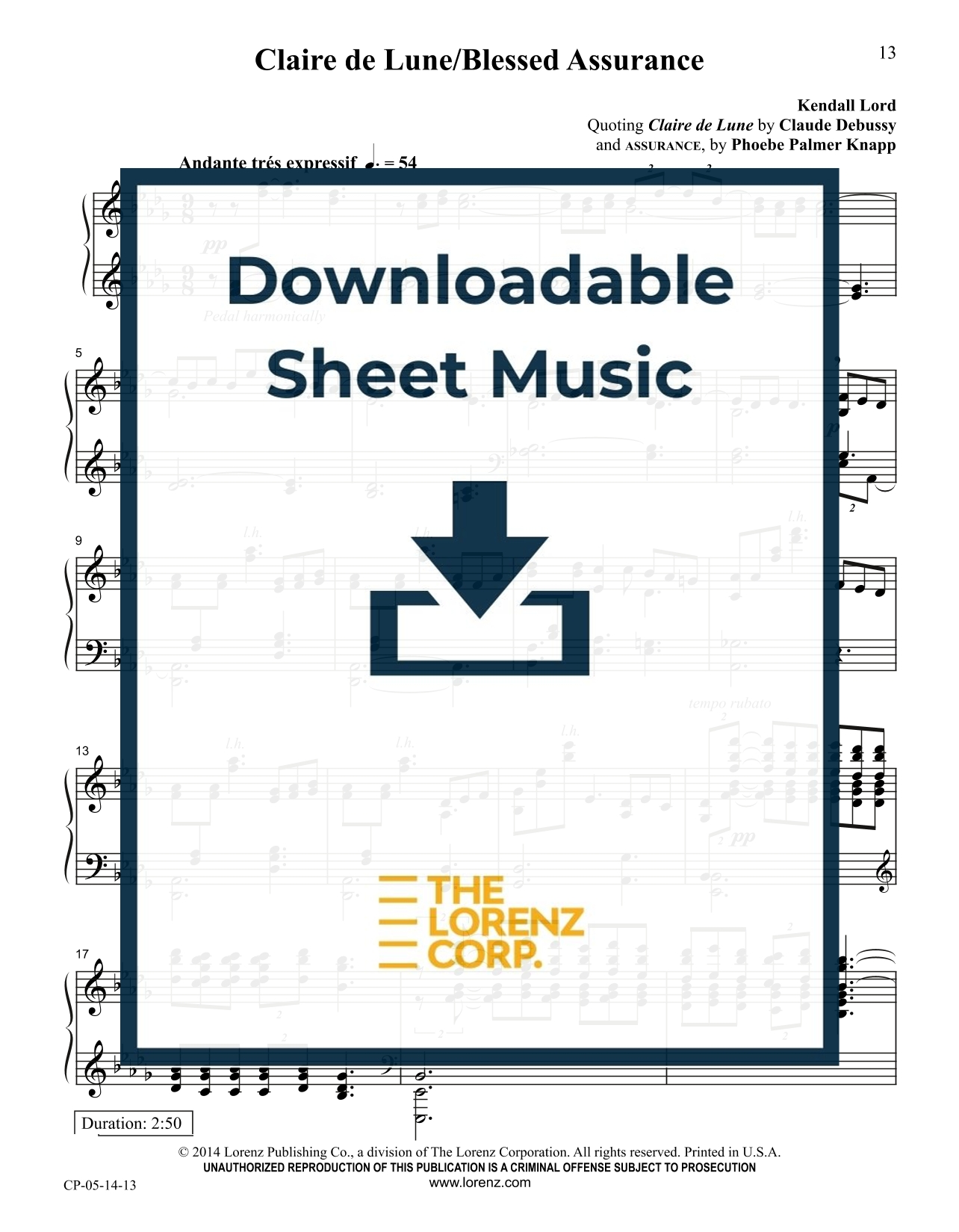 GIA Publications - Claire de Lune with Blessed Assurance - Piano Sheet Music (Digital download) for Clair De Lune Sheet Music Pdf Free Printable