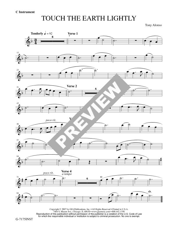 GIA Publications Touch the Earth Lightly Instrument edition