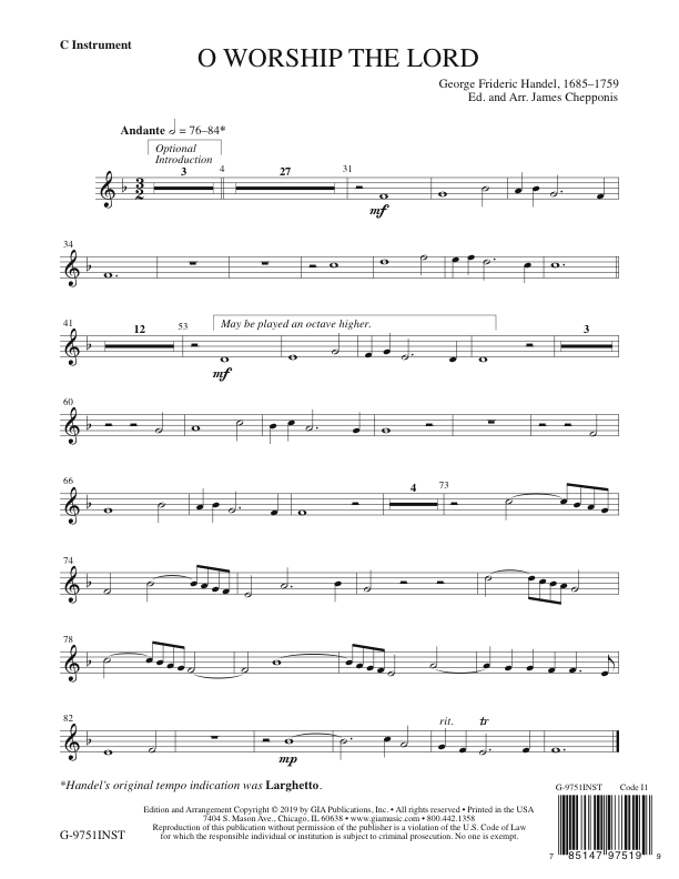 GIA Publications - O Worship the Lord - Instrument edition