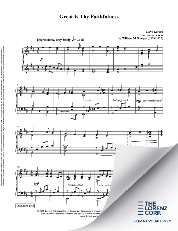 GIA Publications preview image of Great Is Thy Faithfulness piano sheet music