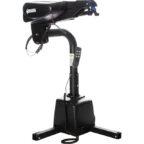 Black Harmar vehicle lift with control switch, used for assisting mobility devices into vehicles.