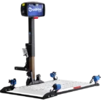 A Harmar vehicle lift with a platform, designed for transporting mobility devices such as scooters or wheelchairs.