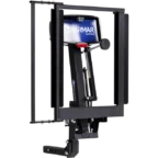 Harmar vehicle lift for mobility devices, featuring a robust metal frame and attachment components.