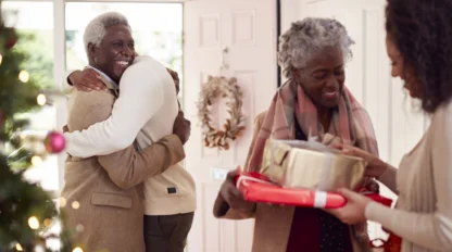 Adult Children Greeting Senior Parents