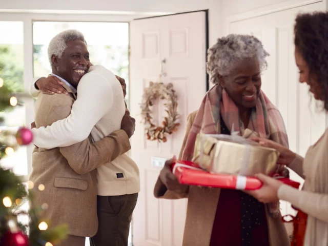Adult Children Greeting Senior Parents