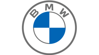 The image shows the BMW logo, featuring a circle with a blue and white quadrants pattern, surrounded by a gray ring with the letters "B," "M," and "W.