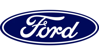 Ford logo with white cursive text inside a blue oval.
