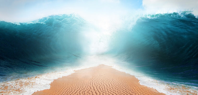 illustration of red sea parting