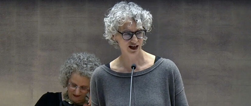 Rabbi Jane Kanarek giving a speech