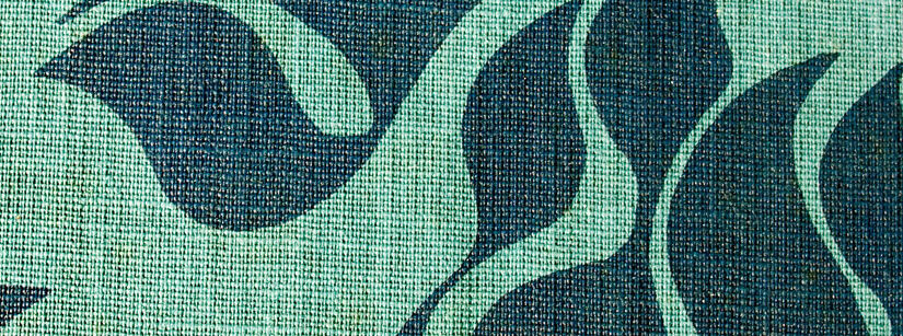 green fabric with Hebrew