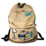 Bird-themed 3D pen art backpack adorned with patches