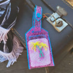 3D pen artwork depicts woman on luggage tag.