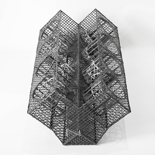 Crankshaft 3D pen art: Wire-filled metal tower sculpture. | stencil