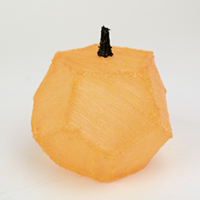 3D pen art on small orange paper with black top. | stencil