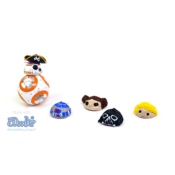 Close up of 3D pen art with Star Wars character toy | stencil