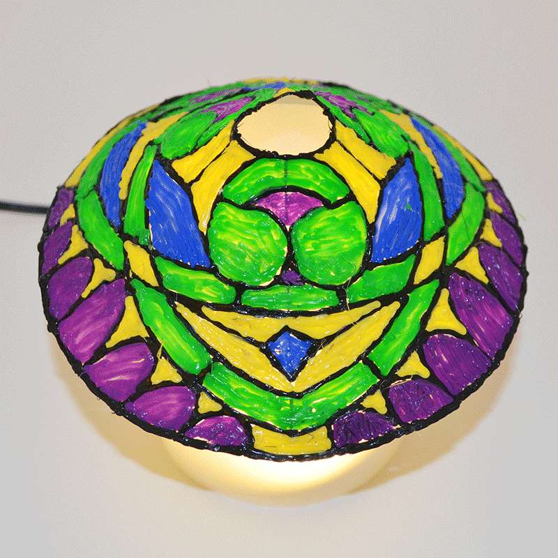 Colorful glass bowl with decorative design - 3D pen art - Tiffany lampshade image.