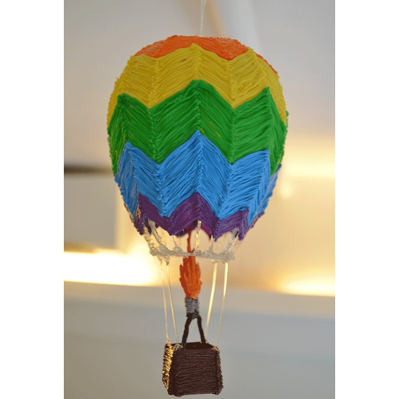 3D pen art: Hot air balloon cake close-up.