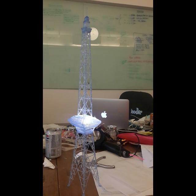 Berlin Funkturm Model on Desk with Laptop, 3D Pen Art
