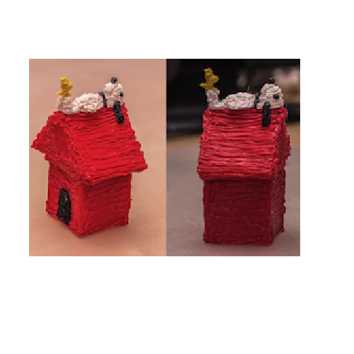 Close-up doghouse cake with 3D pen art - Snoopy image. (73 characters) | stencil