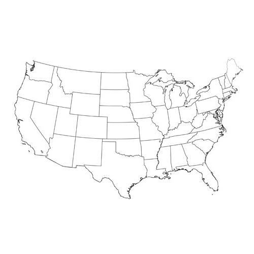 US map with highlighted states - 3D pen art