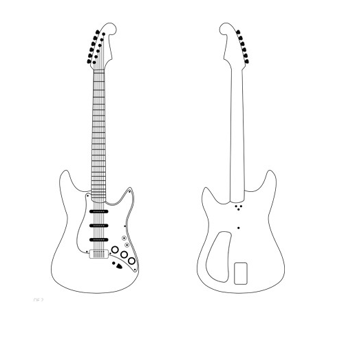 3D pen art: Guitar with neck and neckplate.