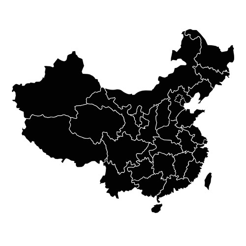 3D pen art: China map with provinces - black and white.