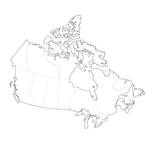 3D pen art: Black & white Canada map with provinces highlighted.