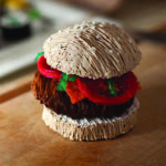 3Doodler's yarn burger on wooden board