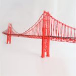 Creative 3D pen art: Golden Gate Bridge with a train on it