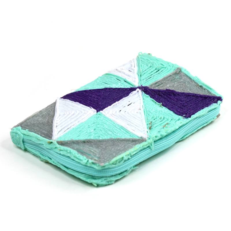 Small fabric patchwork on white surface; 3D pen artwork. | stencil