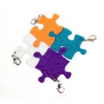 White surface 3D pen art, puzzle keychain with four interlocking pieces