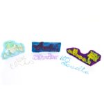3D pen art: Stamping hello with three colored rubber stamps.