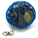 Blue netted bag with banana 3D pen art - Hanging potpourri holder clasp.