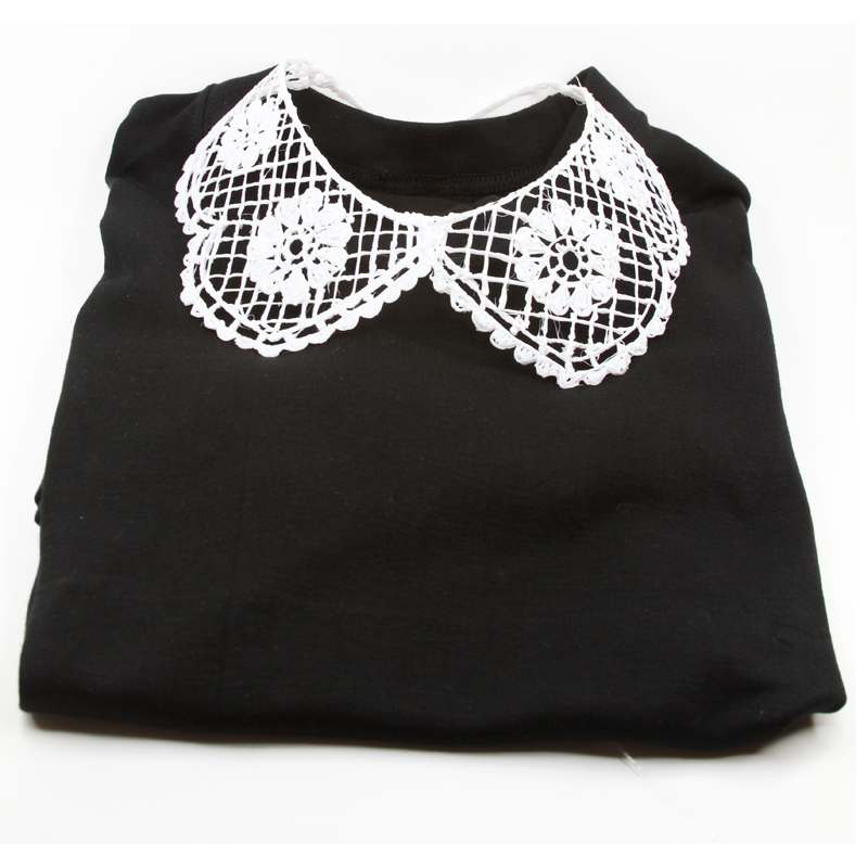 Black shirt with white lace collar – 3D pen art | stencil