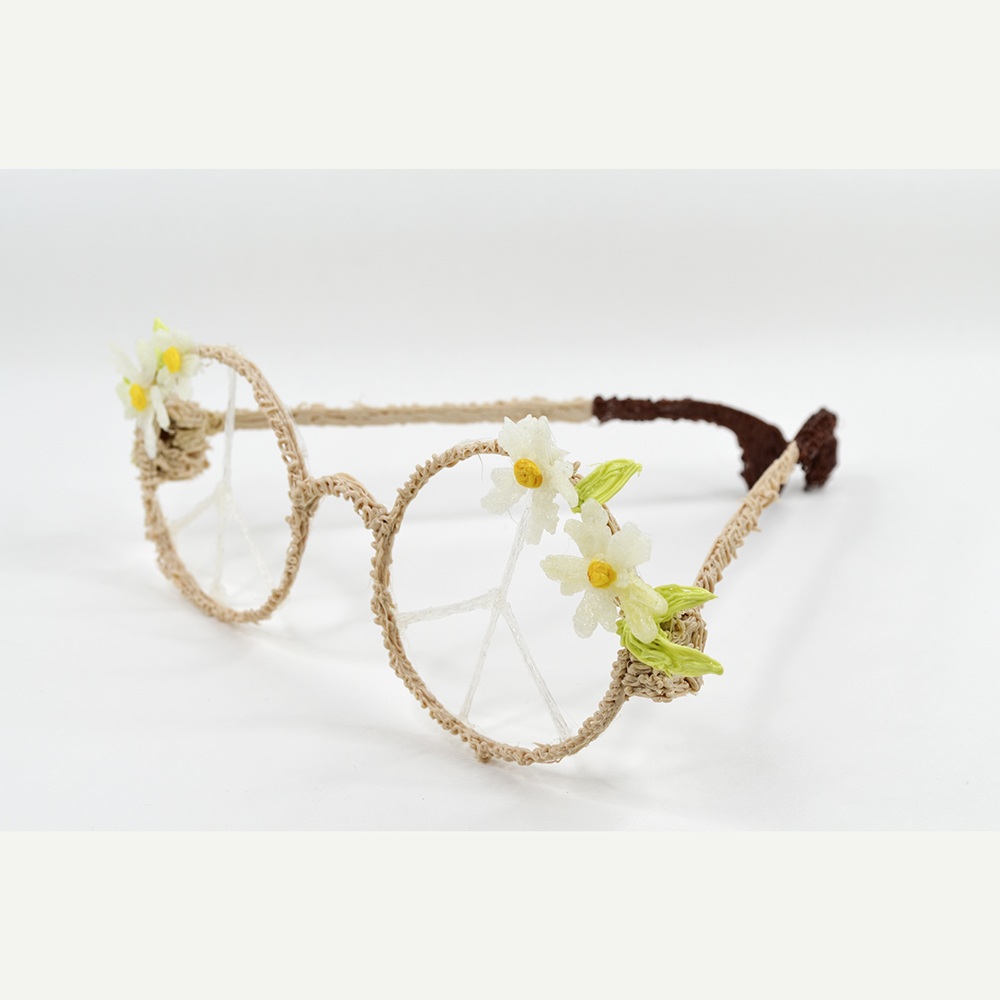 Flower-adorned S Hippie Glasses created with a 3D pen. | 3D Pen Template Stencil
