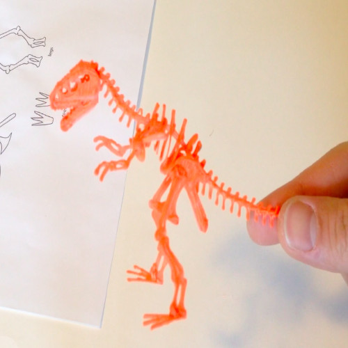 3Doodler recreates intricate T-Rex skeleton on paper. | 3D Pen Template Stencil