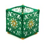 3D pen art: Green & gold star design candle holder box.