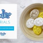 create-eggs-11 - 3Doodler Crocheted Easter eggs on table; 3D pen art.