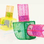 Colorful Vtwin baskets lined up in 3D pen art.