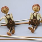 Two knitted dolls in 3D pen art