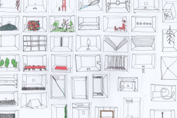 3D art: Detailed room with abundant windows, created using a 3D pen.